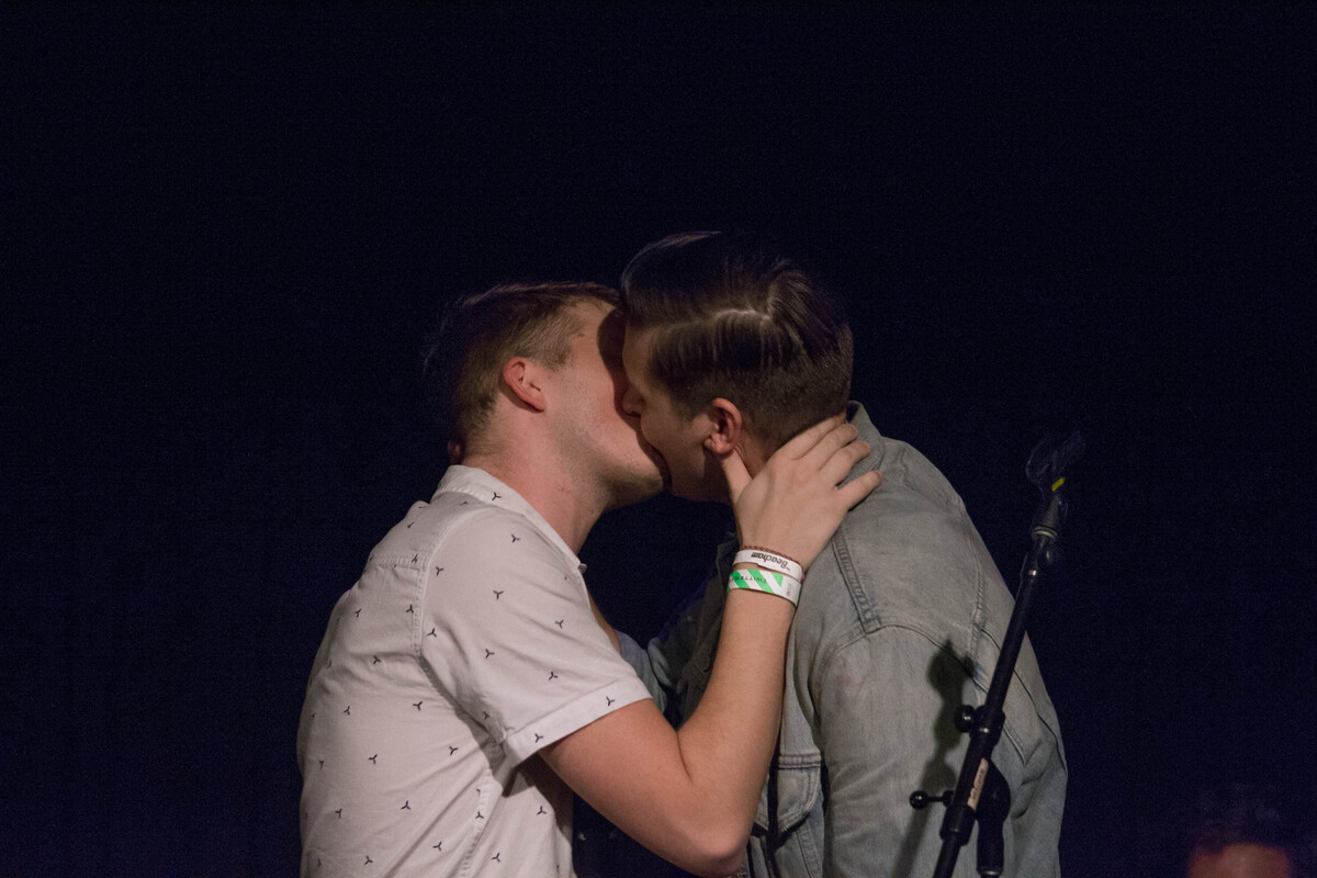 An intimate moment between Charlie Brand and Rick Shaier