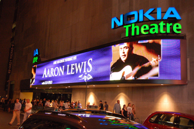 Aaron Lewis billboard outside the Nokia Theatre
