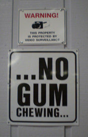Smashing - yes! Hitting - sure! But no gum chewing, folks!
