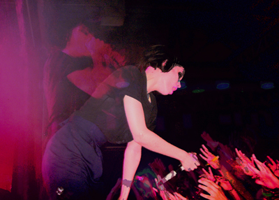 Crystal Castles' Alice Glass taunts the crowd.